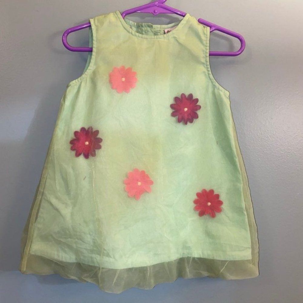 Du Pareil Au Meme DPAM Green Floral Dress 12 mo
